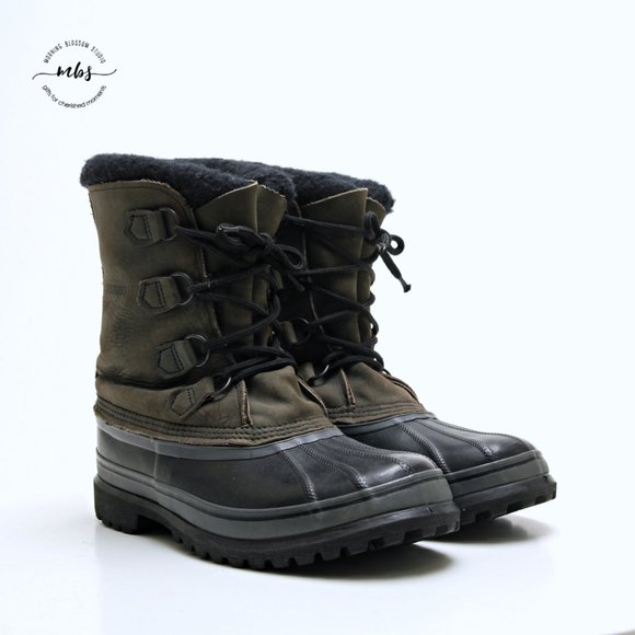 EUC Sorel Caribou Snowboots in Black Tan Men Size 10 - Picture 2 of 15